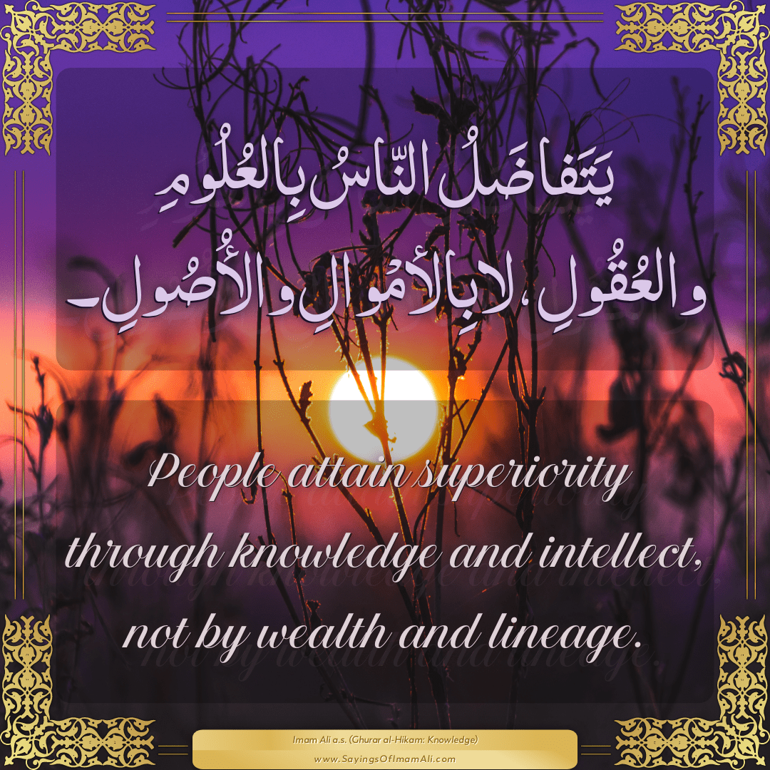 People attain superiority through knowledge and intellect, not by wealth...